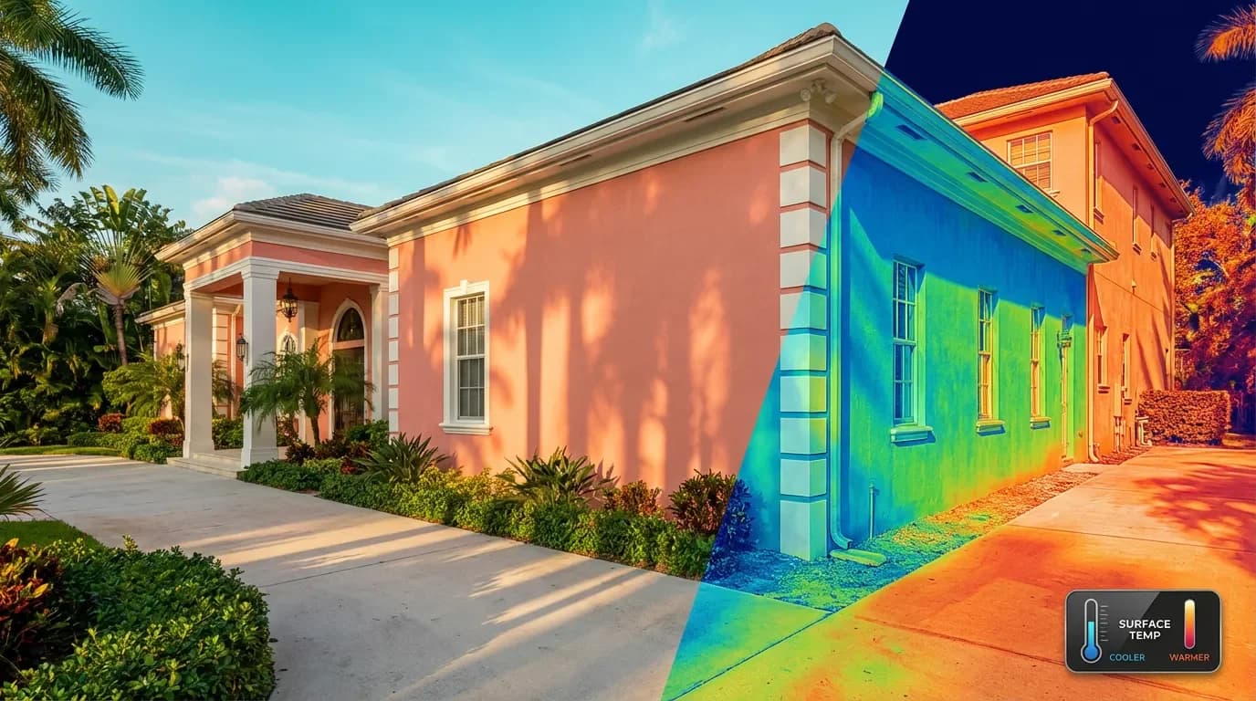 Infrared imaging shows the dramatic surface-temp gap between coated and Infrared imaging shows the dramatic surface-temp gap between coated and — Haven Bathrooms & Roofing, Miami, FL